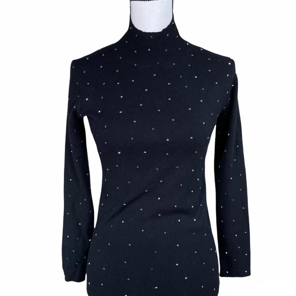 Zara Knit Black Silver Studded Midi Dress - Picture 5 of 6